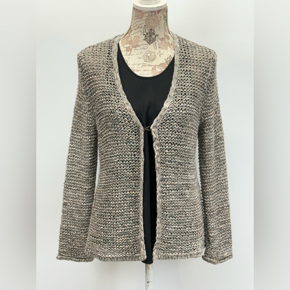 KENAR  Women's taupe/Gray open Knit Cardigan size M